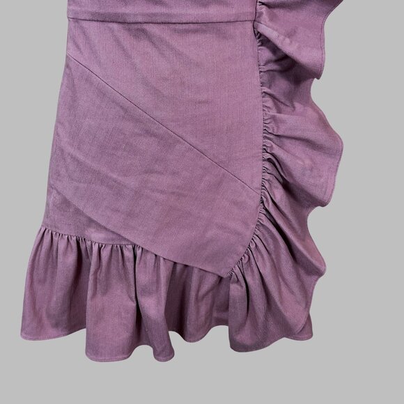 Alexis Adela Deep Lilac One-Shoulder Ruffle Mini Dress Size Medium NO BELT - Picture 5 of 11